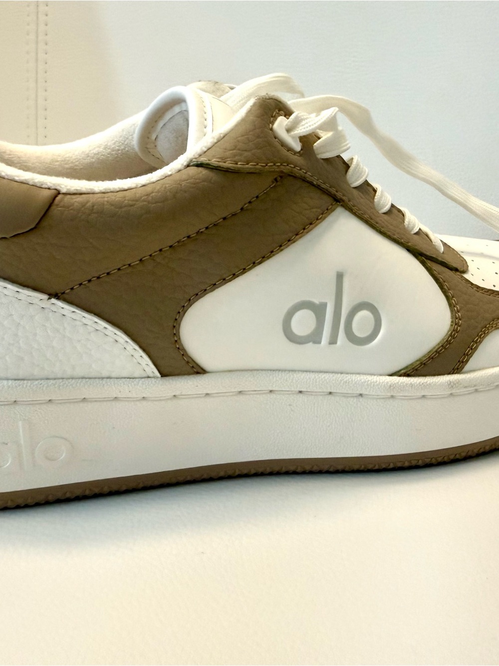 ALO Yoga Women's Taupe and White Athletic Sneakers - Picture 7 of 10